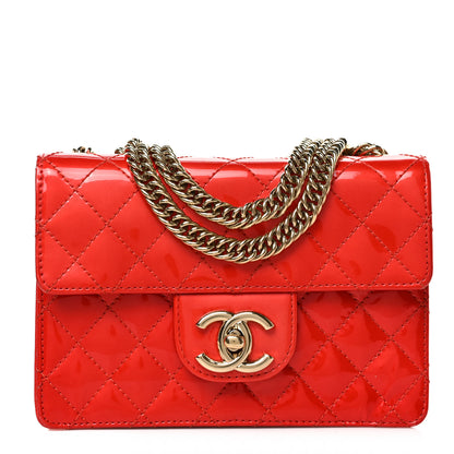 Chanel Patent Quilted Mini Bijoux Chain Square Flap Red 1 of 9