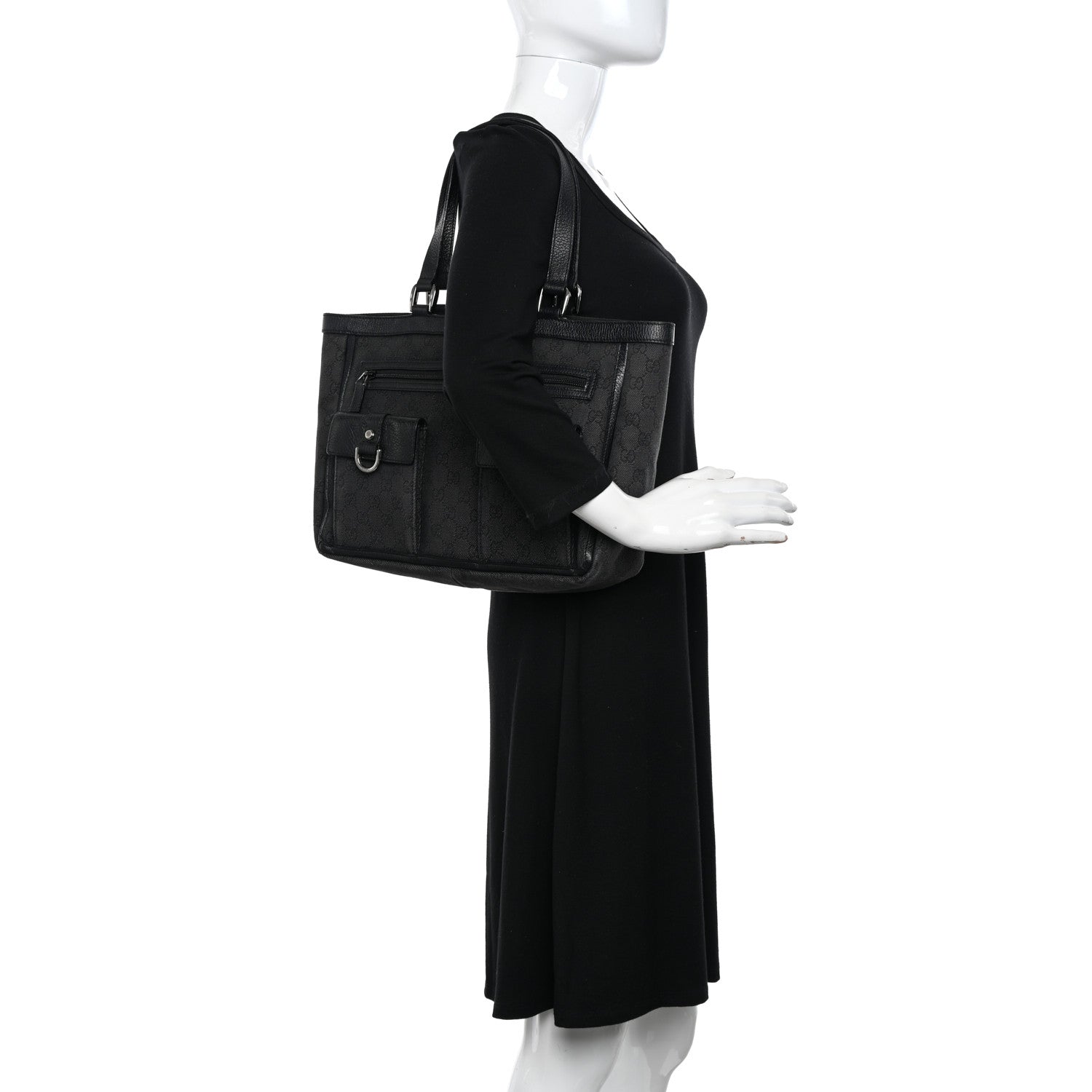 Gucci Monogram Abbey D Ring Tote Black 2 of 12