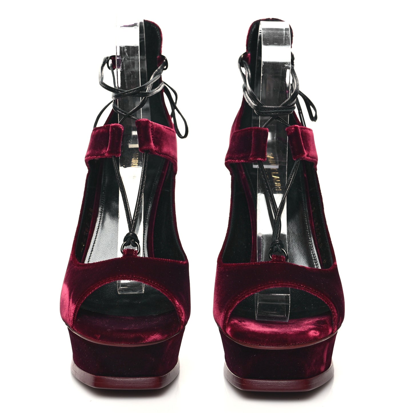 Velluto Master Lace Up Tribute 105 Platform Sandals 38 Burgundy