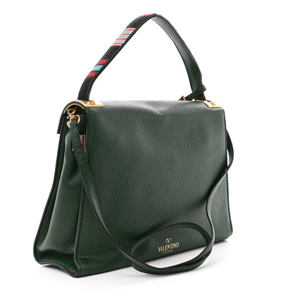 Valentino Garavani Pebbled Calfskin Beaded Medium My Rockstud Frame Bag Green 3 of 10