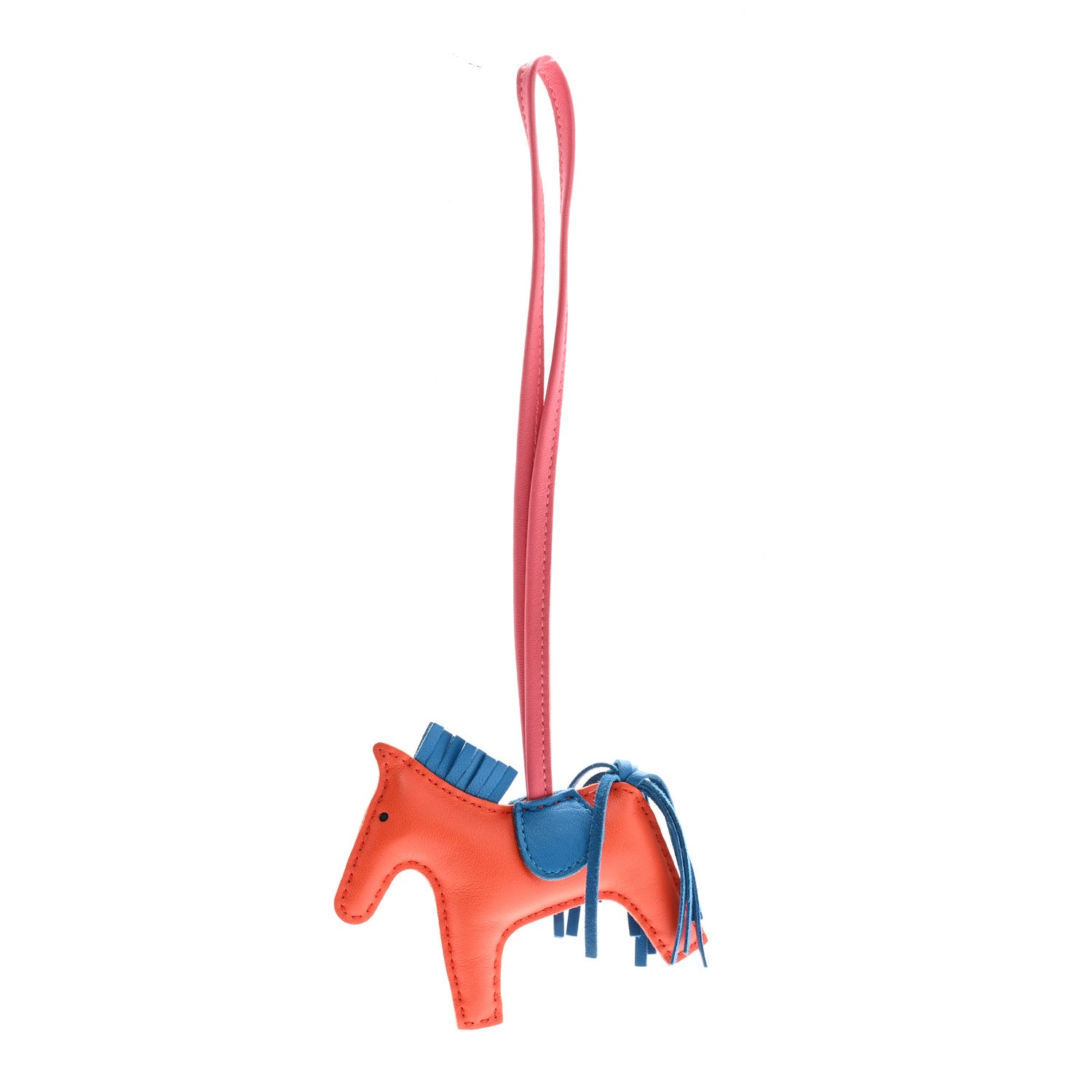 Hermes Milo Lambskin Grigri Rodeo Horse Bag Charm PM Orange Poppy