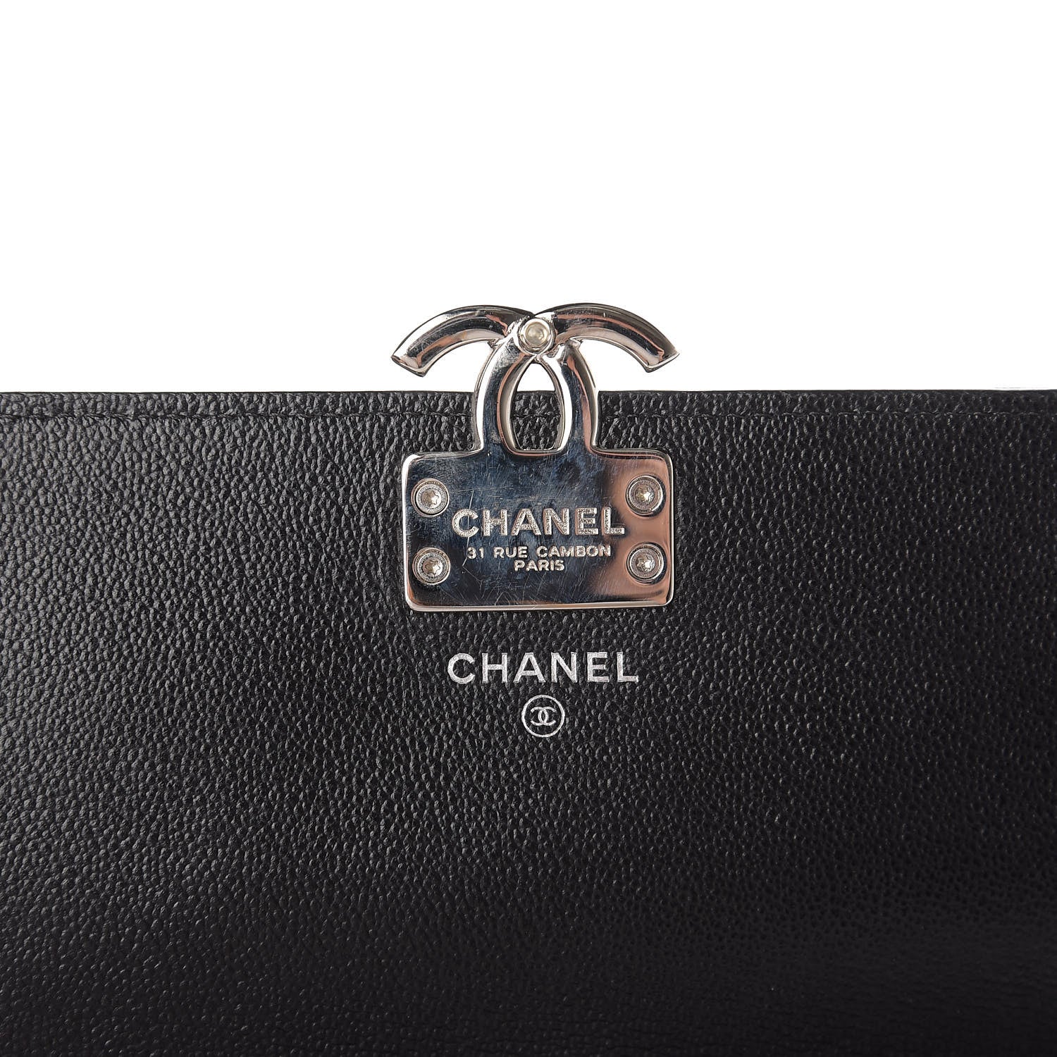 Chanel Grained Calfskin Quilted CC Box Pouch Black 8 of 12