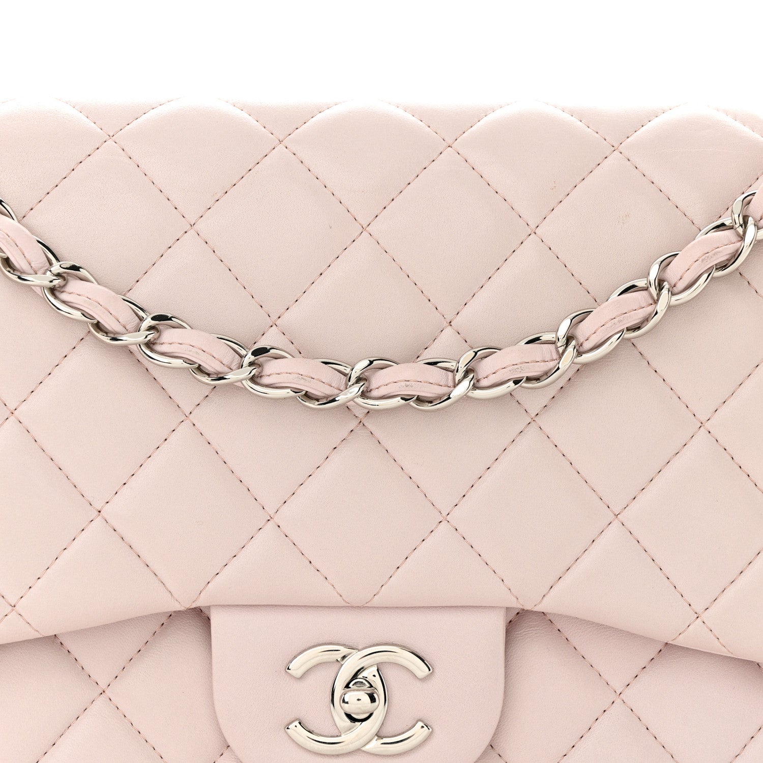 Chanel Lambskin Quilted Jumbo Double Flap Light Pink 8 of 18