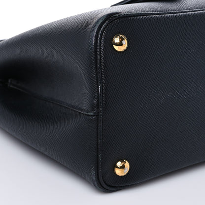 Prada Saffiano Cuir Small Double Bag Black Mughetto 7 of 8