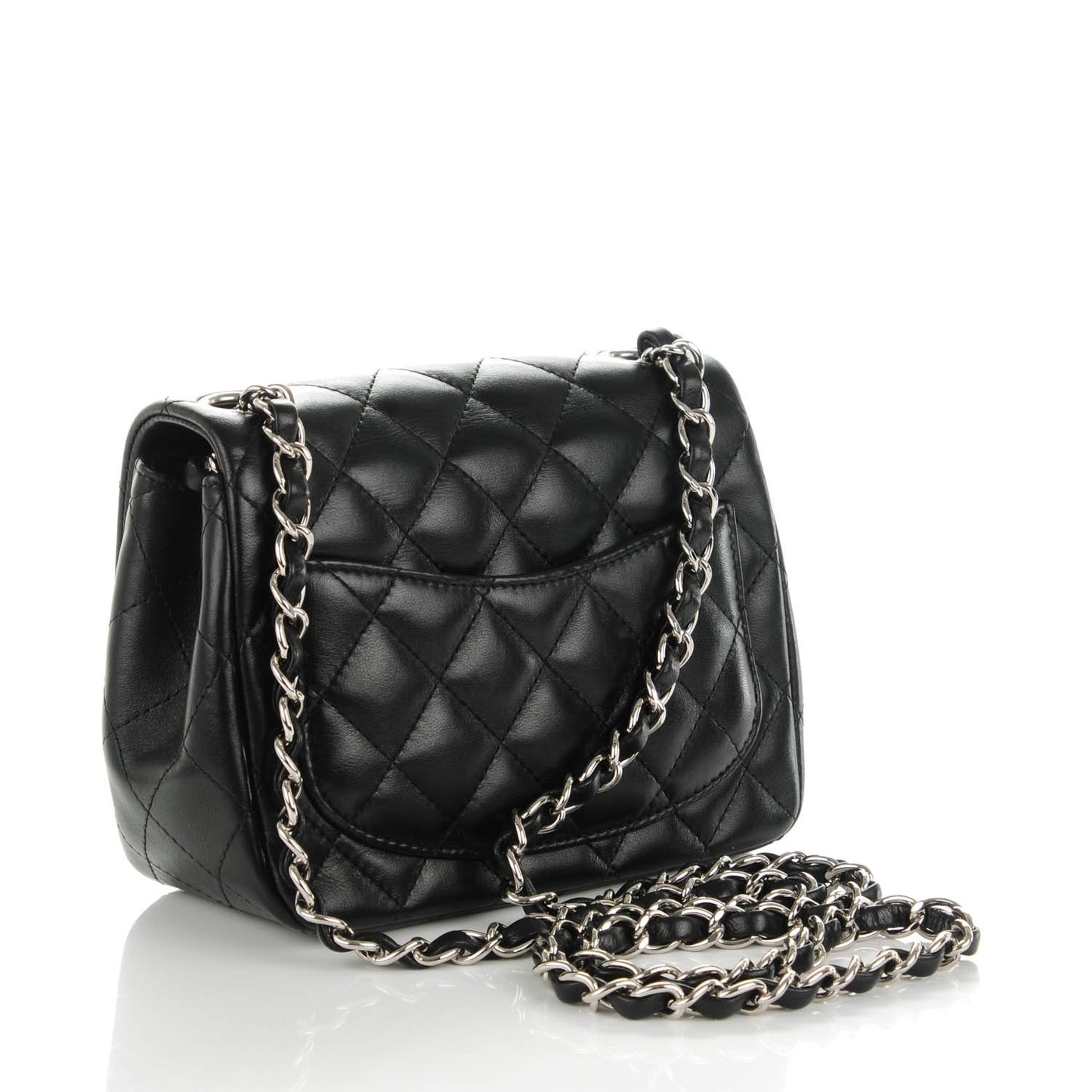 Lambskin Quilted Mini Square Flap Black