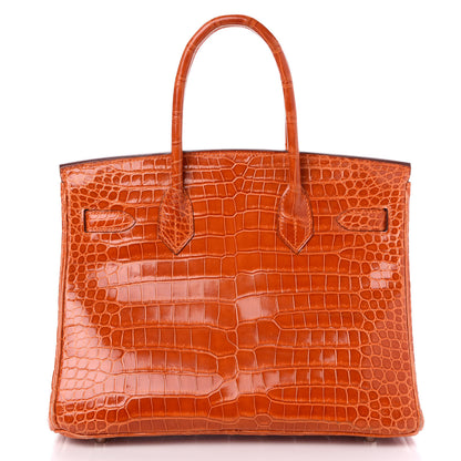 Hermes Shiny Porosus Crocodile Birkin 30 Orange 4 of 29
