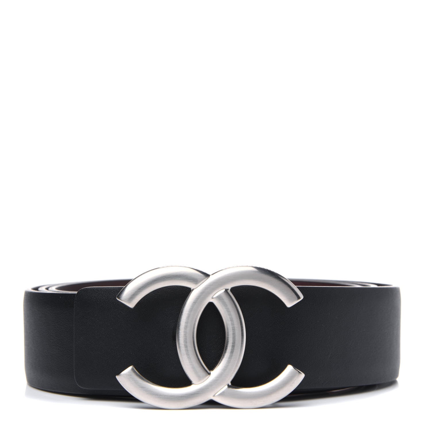 Chanel Calfskin CC Reversible Belt 95 Black Burgundy 1 of 5