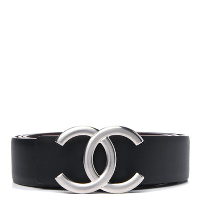 Chanel Calfskin CC Reversible Belt 95 Black Burgundy 1 of 5