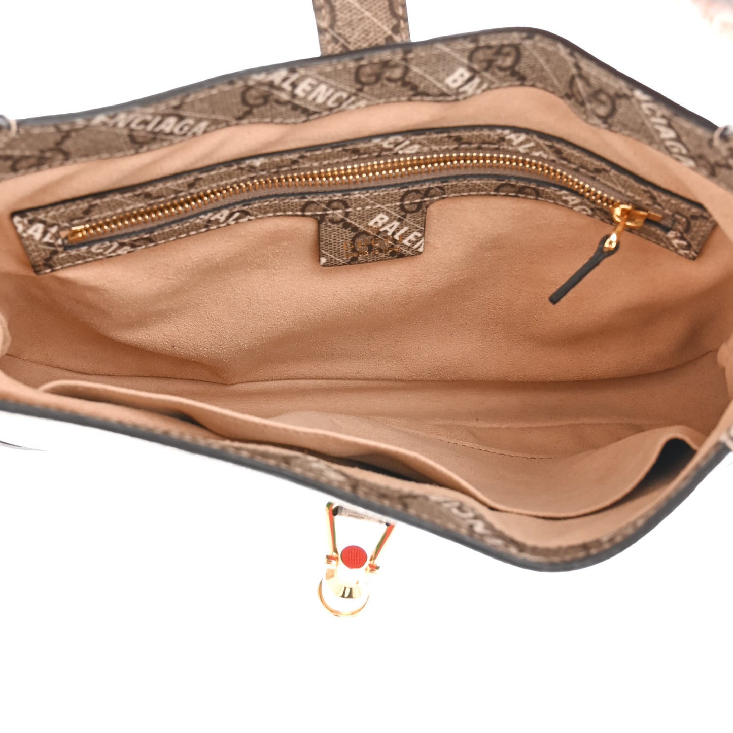 X BALENCIAGA GG Supreme Monogram Striped Logo Print Web Small Jackie 1961 Hobo Beige Ebony Mystic White