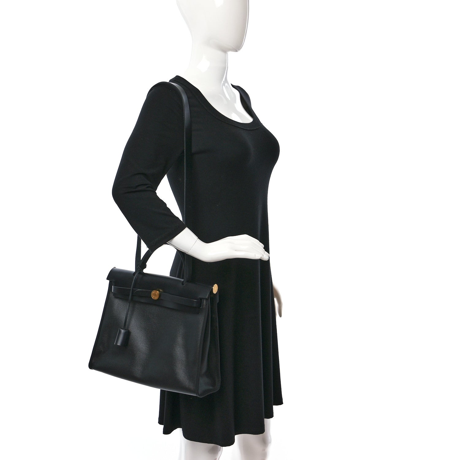 Hermes Toile H Berline Vache Hunter Herbag Zip PM 31 Black Ecru 2 of 10