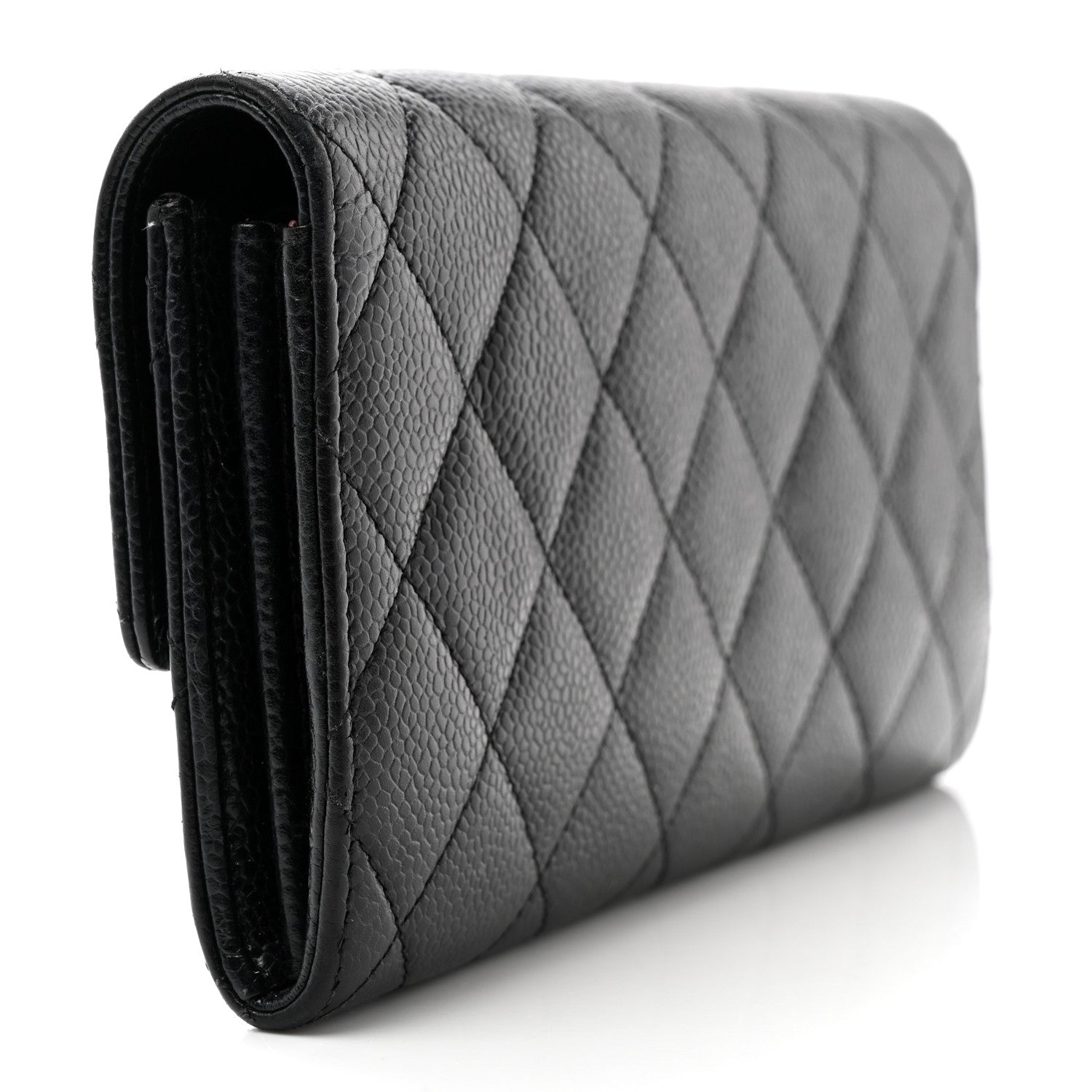 Chanel Caviar Quilted Large Gusset Flap Wallet Black 3 of 11