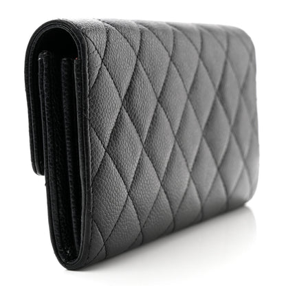Chanel Caviar Quilted Large Gusset Flap Wallet Black 3 of 11