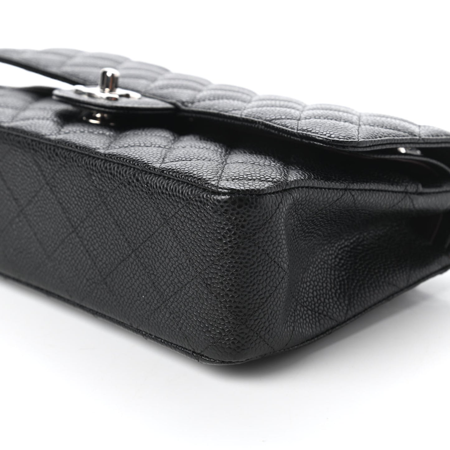 Caviar Quilted Medium Double Flap Black