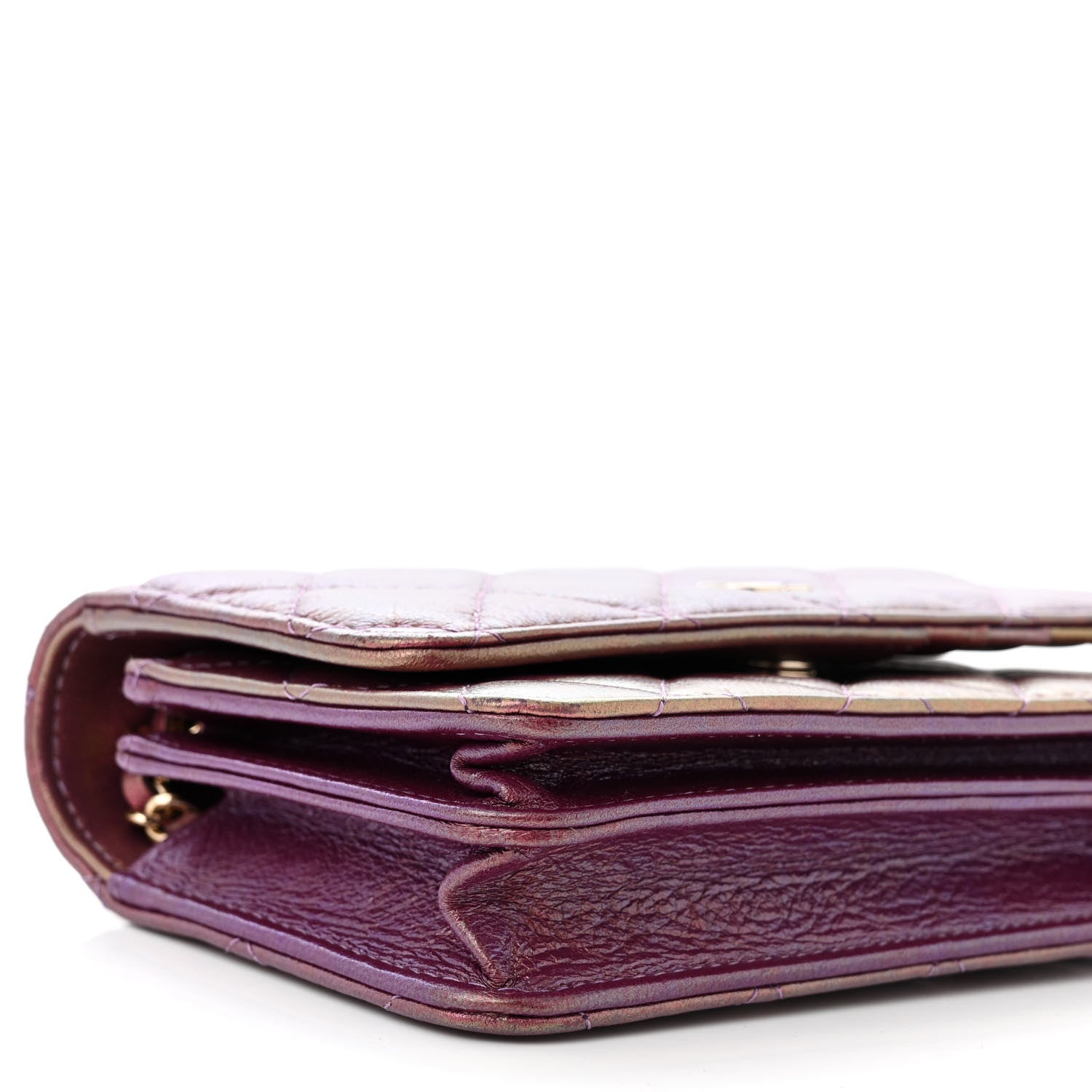 Chanel Iridescent Lambskin Quilted Mini Wallet On Chain WOC Purple 9 of 11