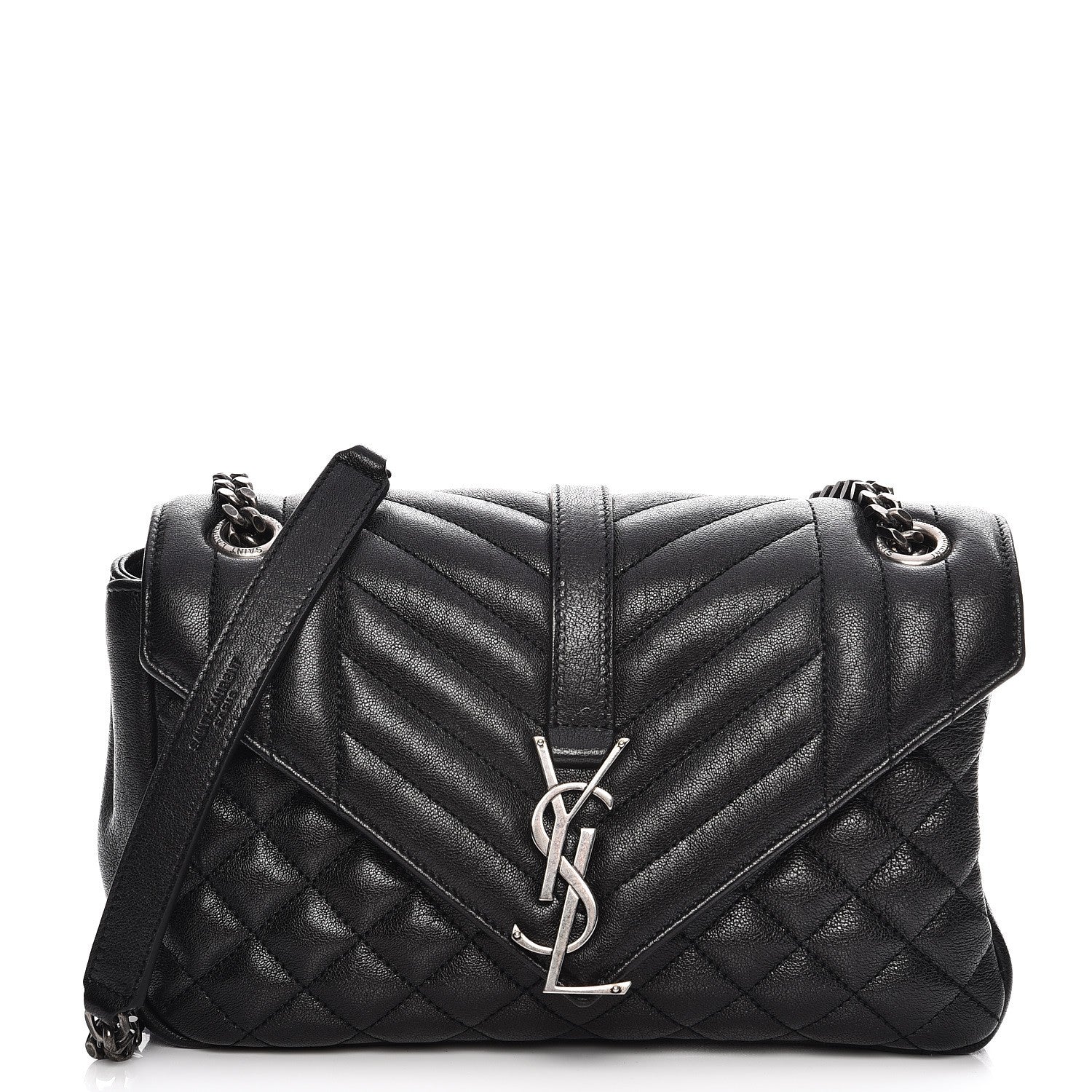 Saint Laurent Sheepskin Tri-Quilt Monogram Medium College Bag Black 1 of 9