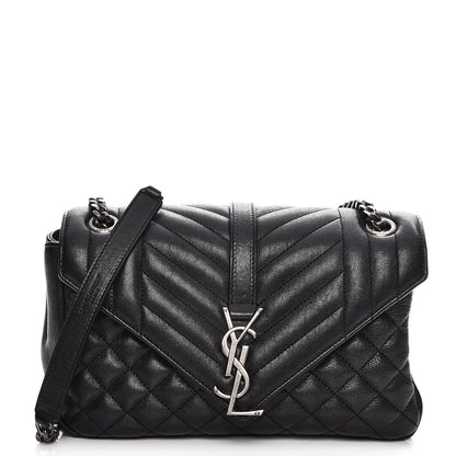 Saint Laurent Sheepskin Tri-Quilt Monogram Medium College Bag Black 1 of 9