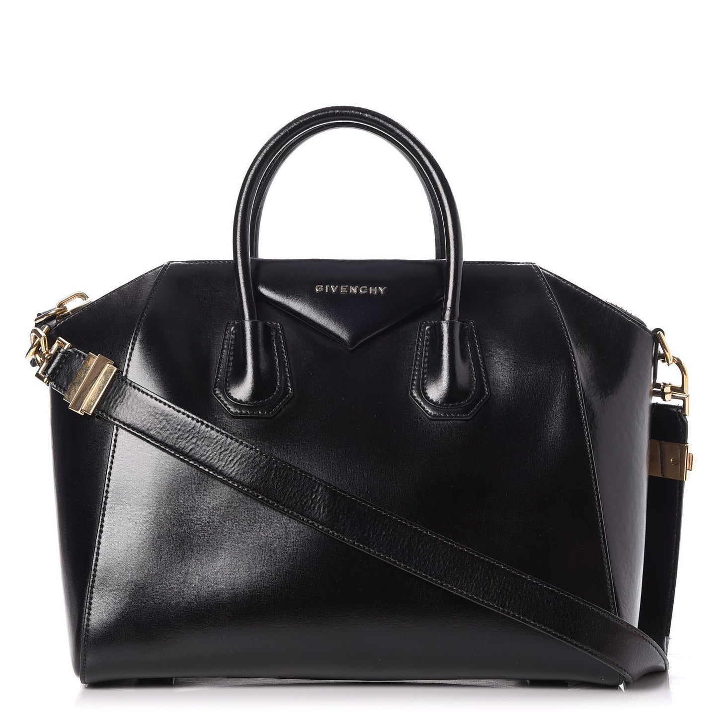 Shiny Lord Calfskin Medium Antigona Black