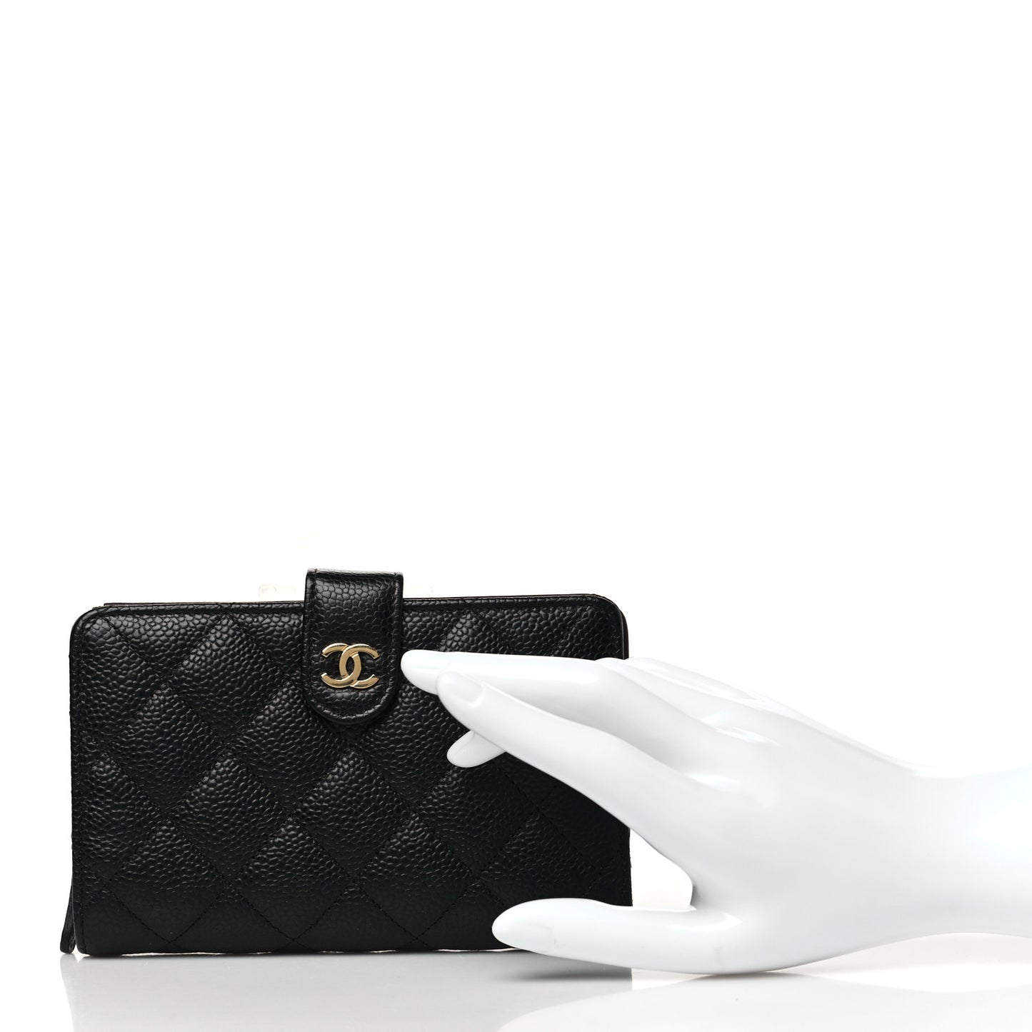 Caviar Quilted Zipped Pocket Wallet Black