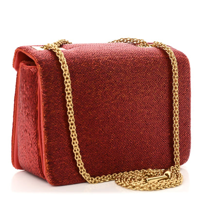 Valentino Garavani Nappa Beaded One Stud Chain Clutch Red 3 of 9