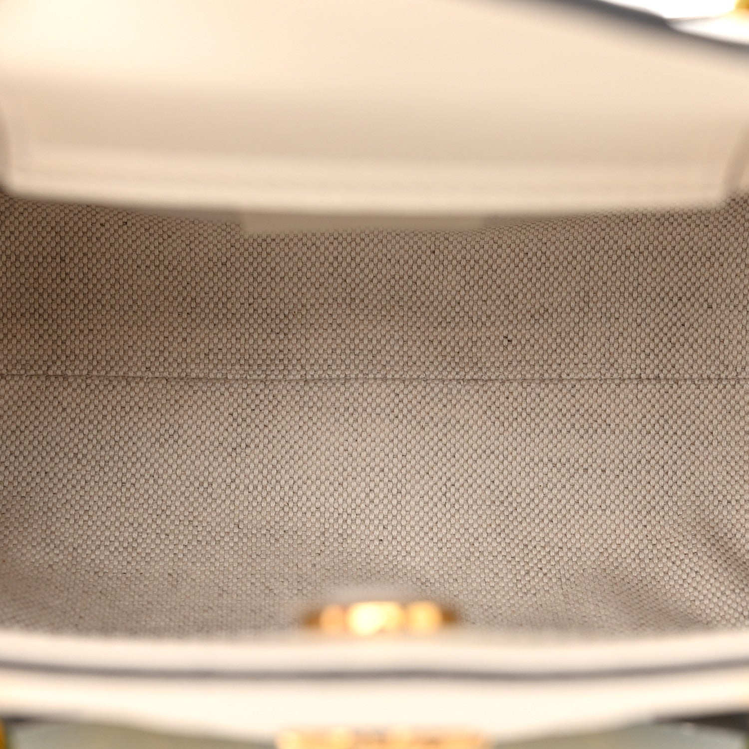 Gucci Azalea Calfskin GG Monogram Bi-Color Debossed Mini Diana Tote Bag Emerald Stone Topaz Mystic White 5 of 12
