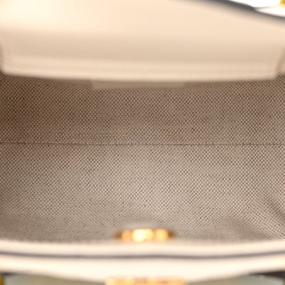 Gucci Azalea Calfskin GG Monogram Bi-Color Debossed Mini Diana Tote Bag Emerald Stone Topaz Mystic White 5 of 12