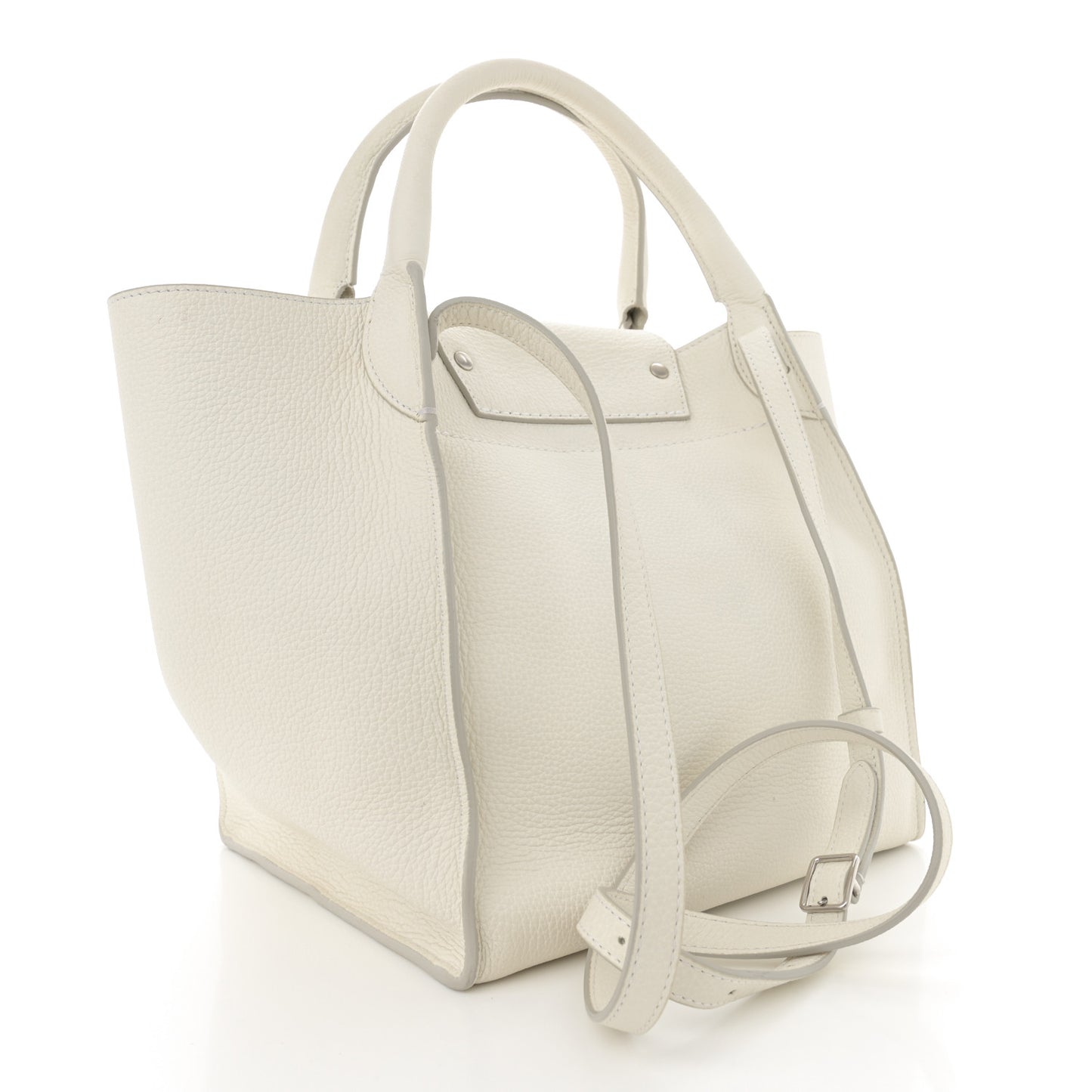 Supple Grained Calfskin Small Big Bag White