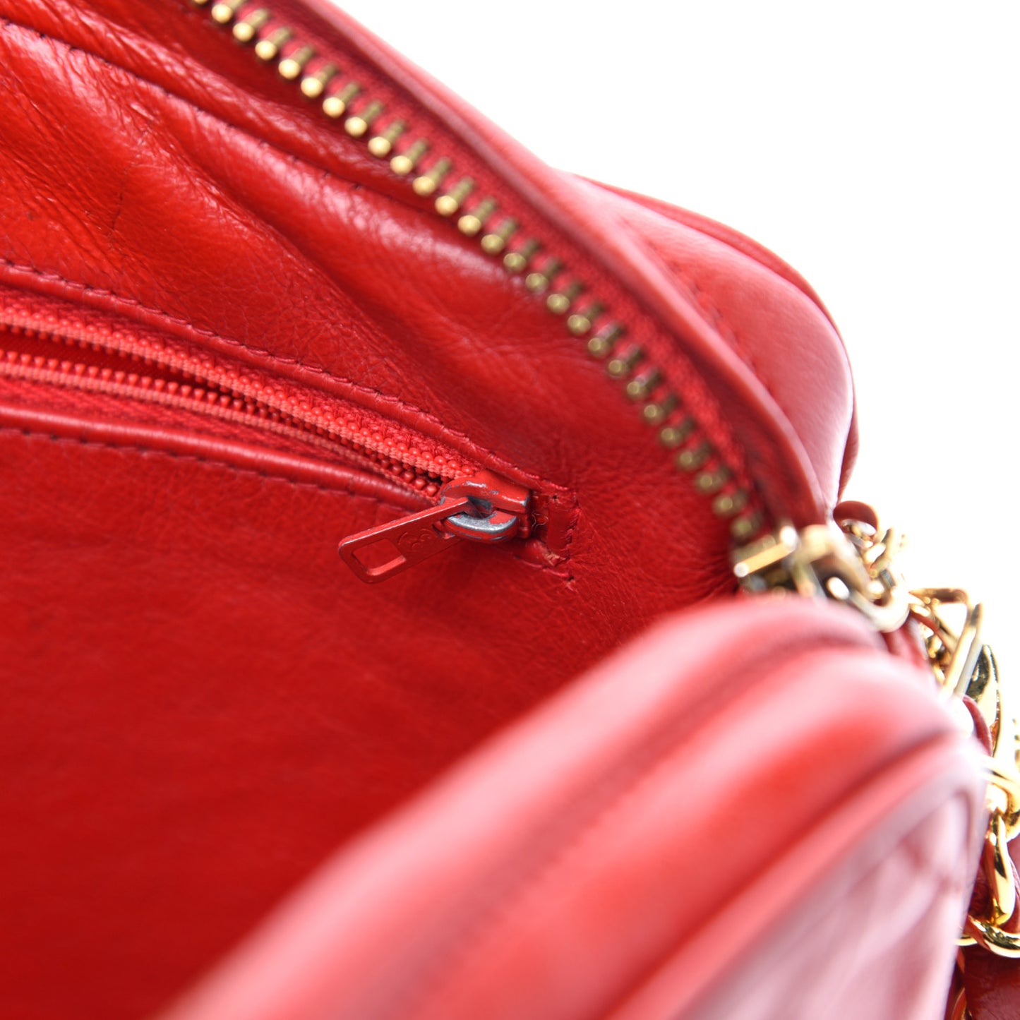 Lambskin Quilted Tassel Camera Case Red