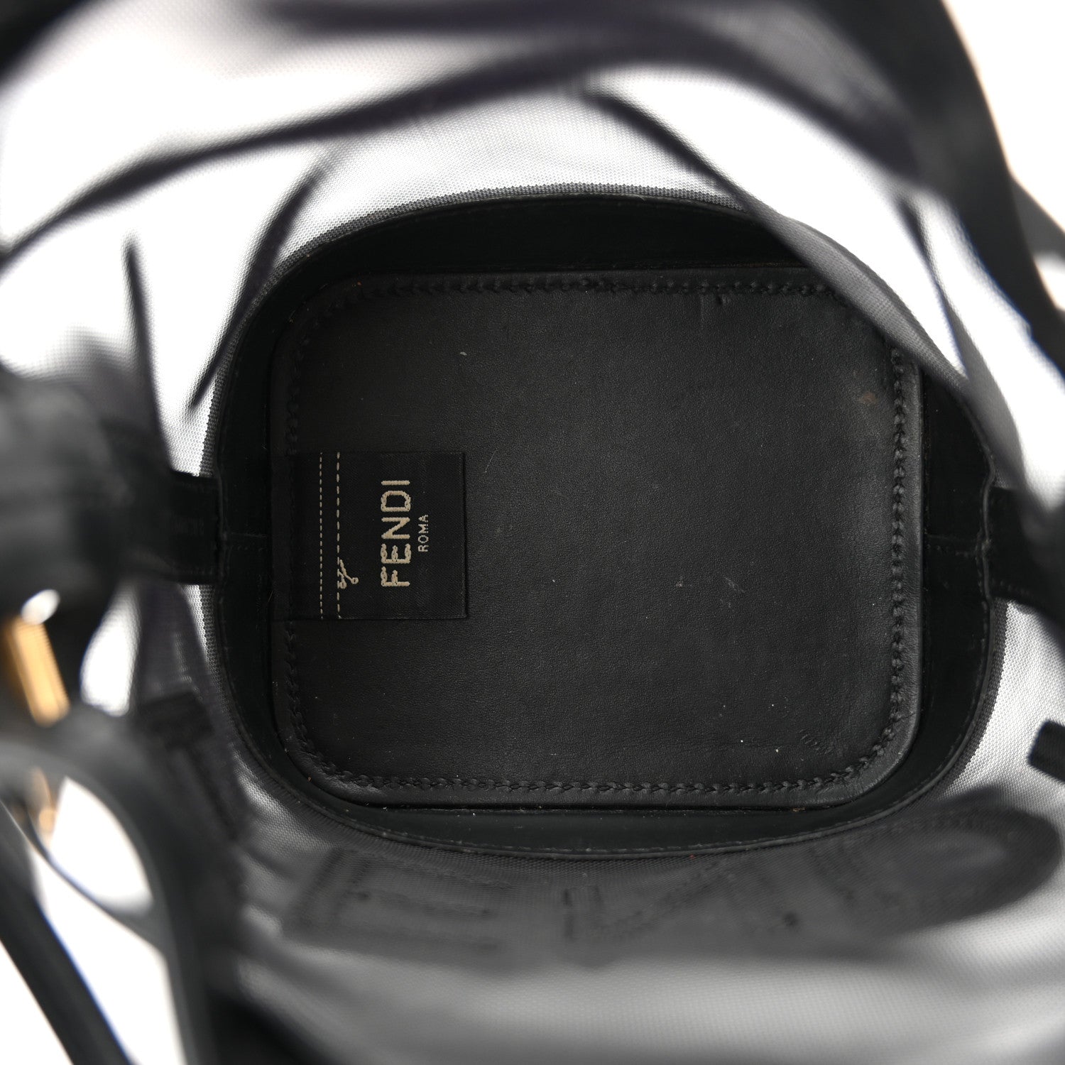 Fendi Mesh Vitello King F is Fendi Logo Embroidered Mini Mon Tresor Bucket Bag Black 5 of 11