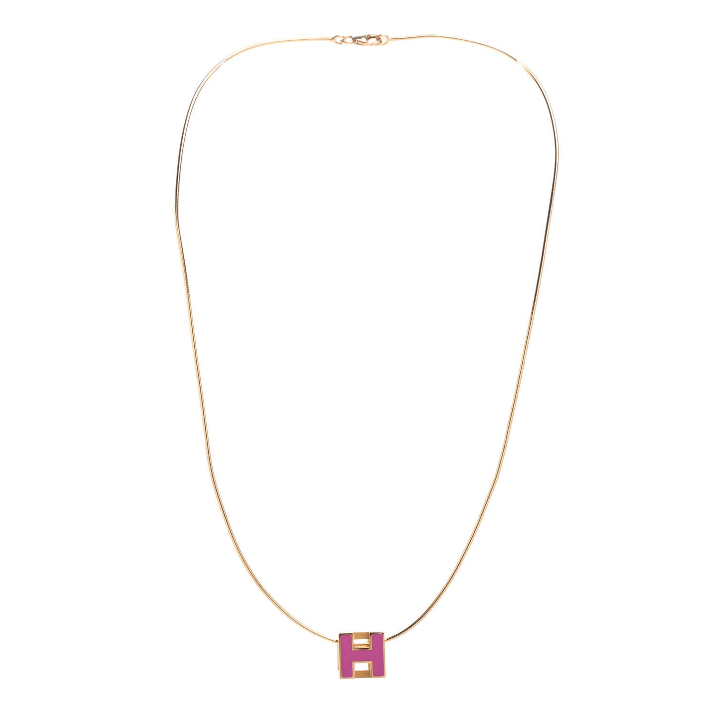 Gold Lacquered Cage d'H Pendant Necklace Rose Indien