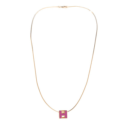 Hermes Gold Lacquered Cage d'H Pendant Necklace Rose Indien 1 of 4