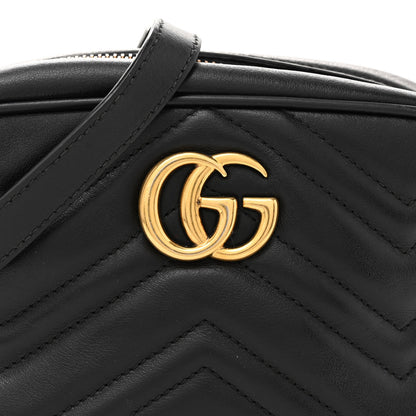 Gucci Calfskin Matelasse Mini GG Marmont Chain Shoulder Bag Black 8 of 11