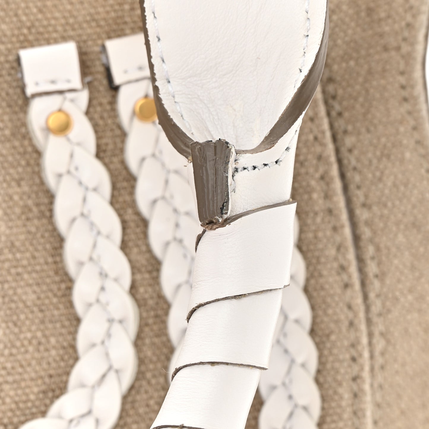 Canvas Calfskin Small Marcie Satchel White