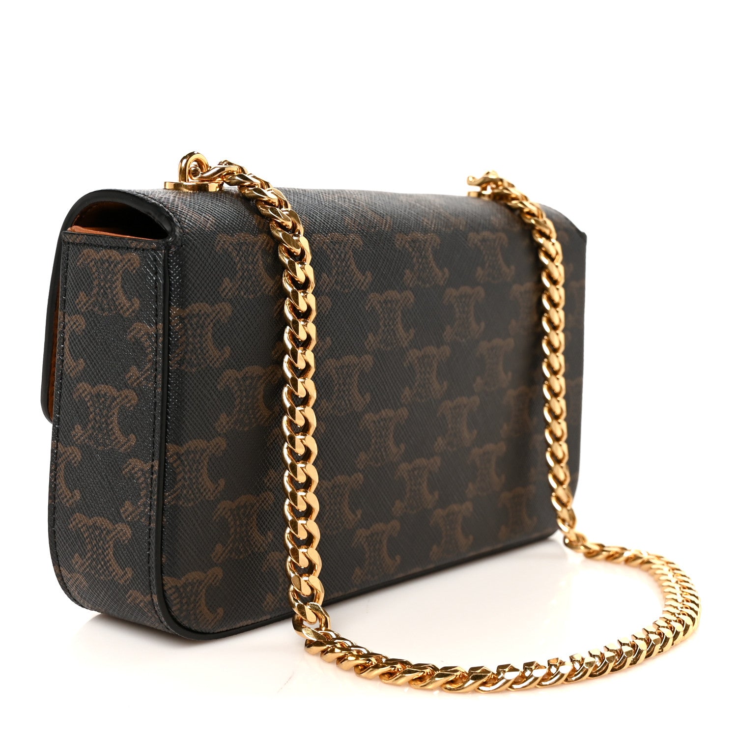 Celine Triomphe Canvas Chain Shoulder Bag Tan 3 of 10