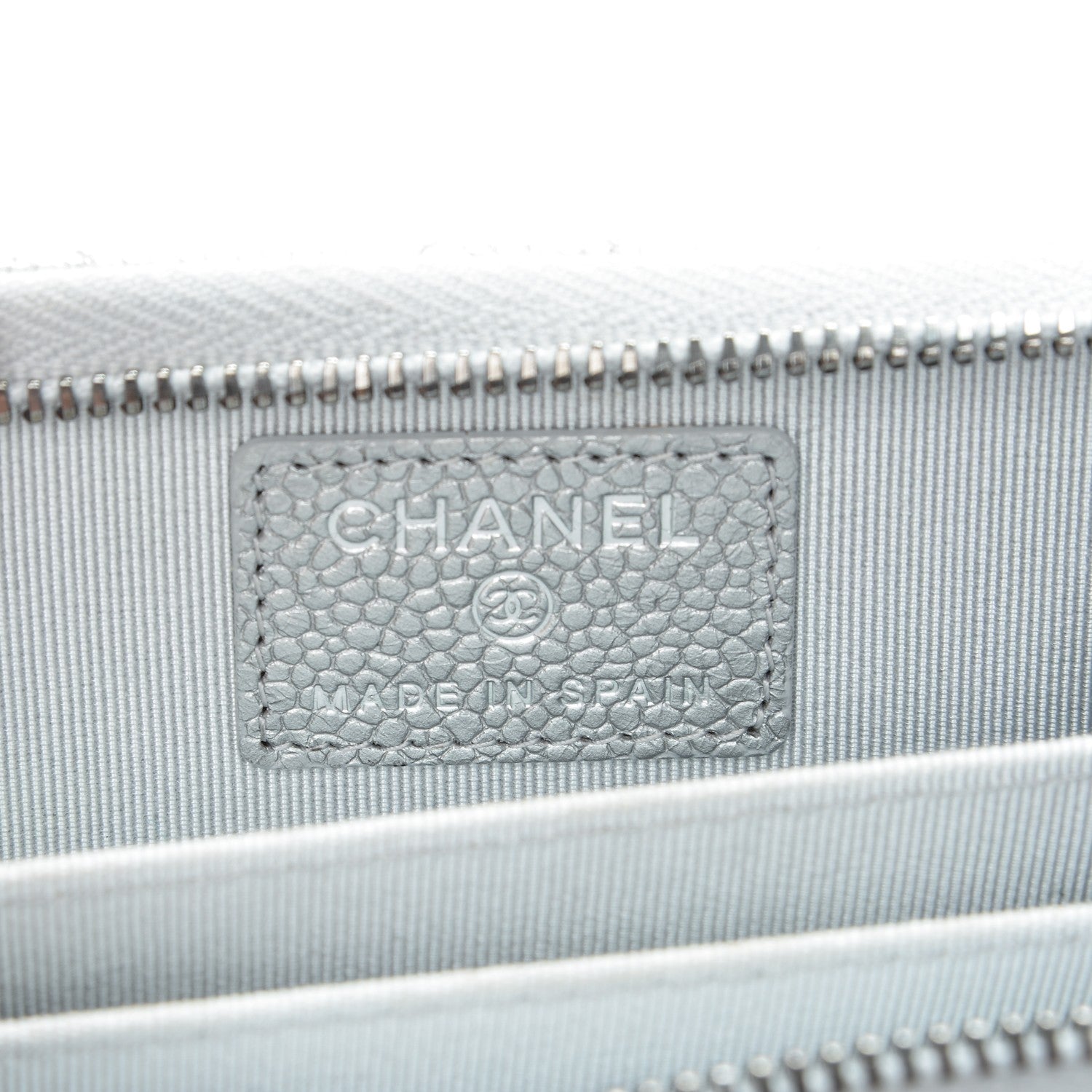 Chanel Metallic Caviar Quilted Zip Coin Purse Silver 6 of 7