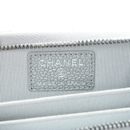 Chanel Metallic Caviar Quilted Zip Coin Purse Silver 6 of 7
