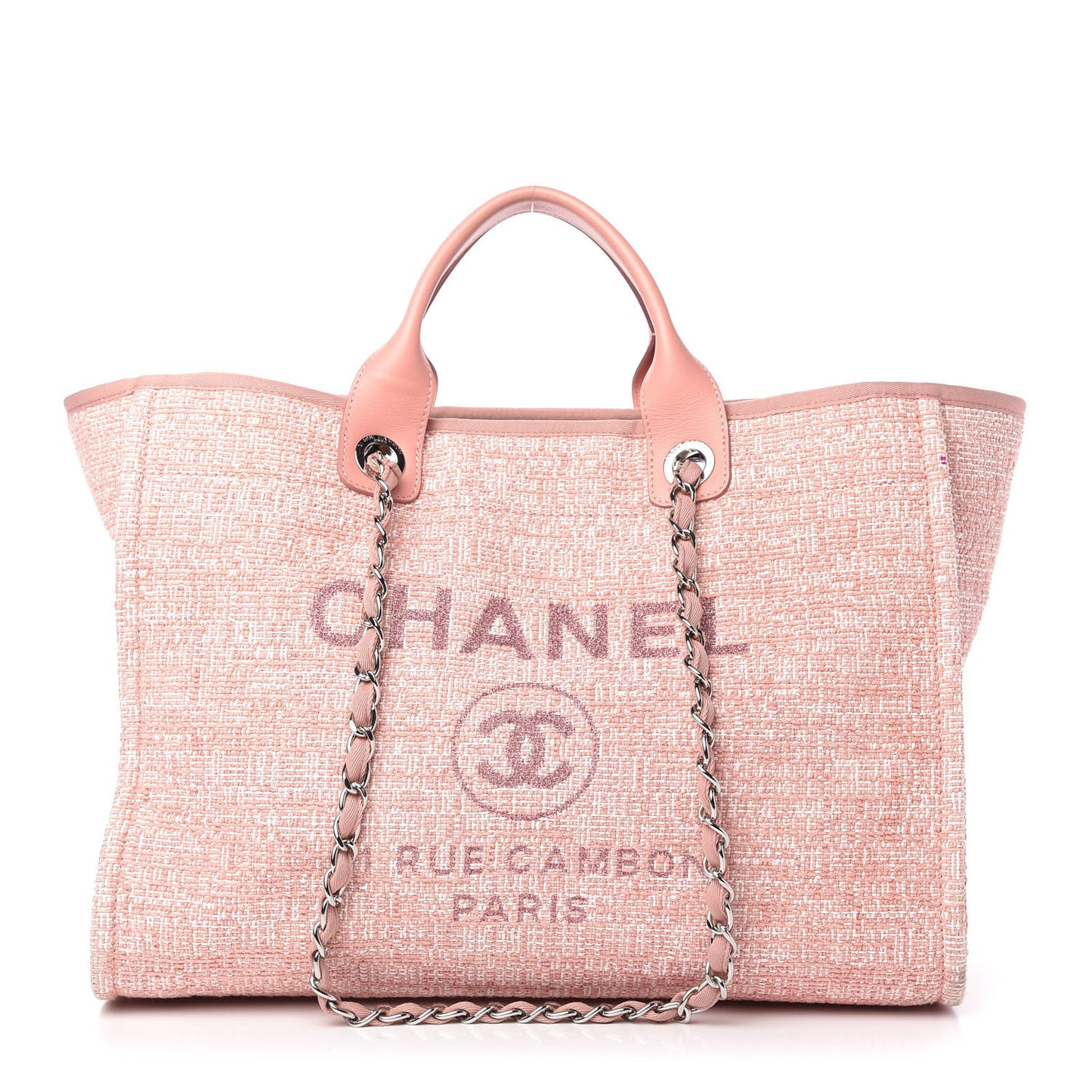 Straw Lurex Medium Deauville Tote Pink