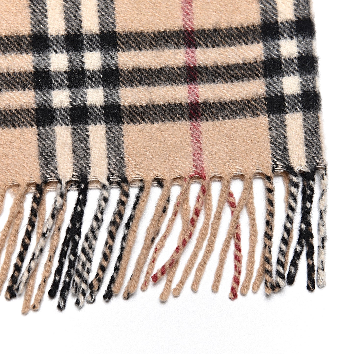 Cashmere House Check Fringe Scarf Camel