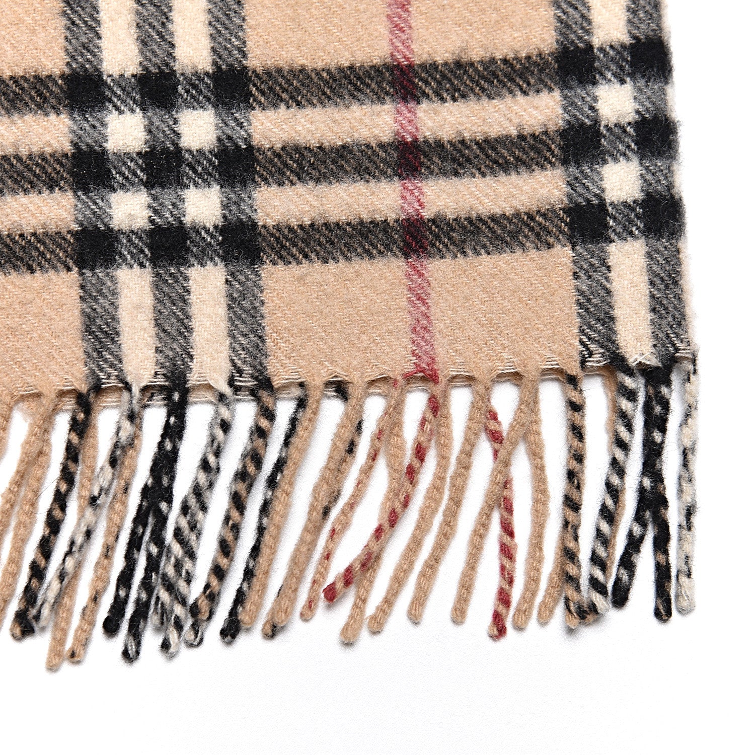 Burberry Cashmere House Check Fringe Scarf Camel 5 of 6