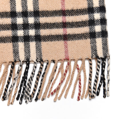 Burberry Cashmere House Check Fringe Scarf Camel 5 of 6