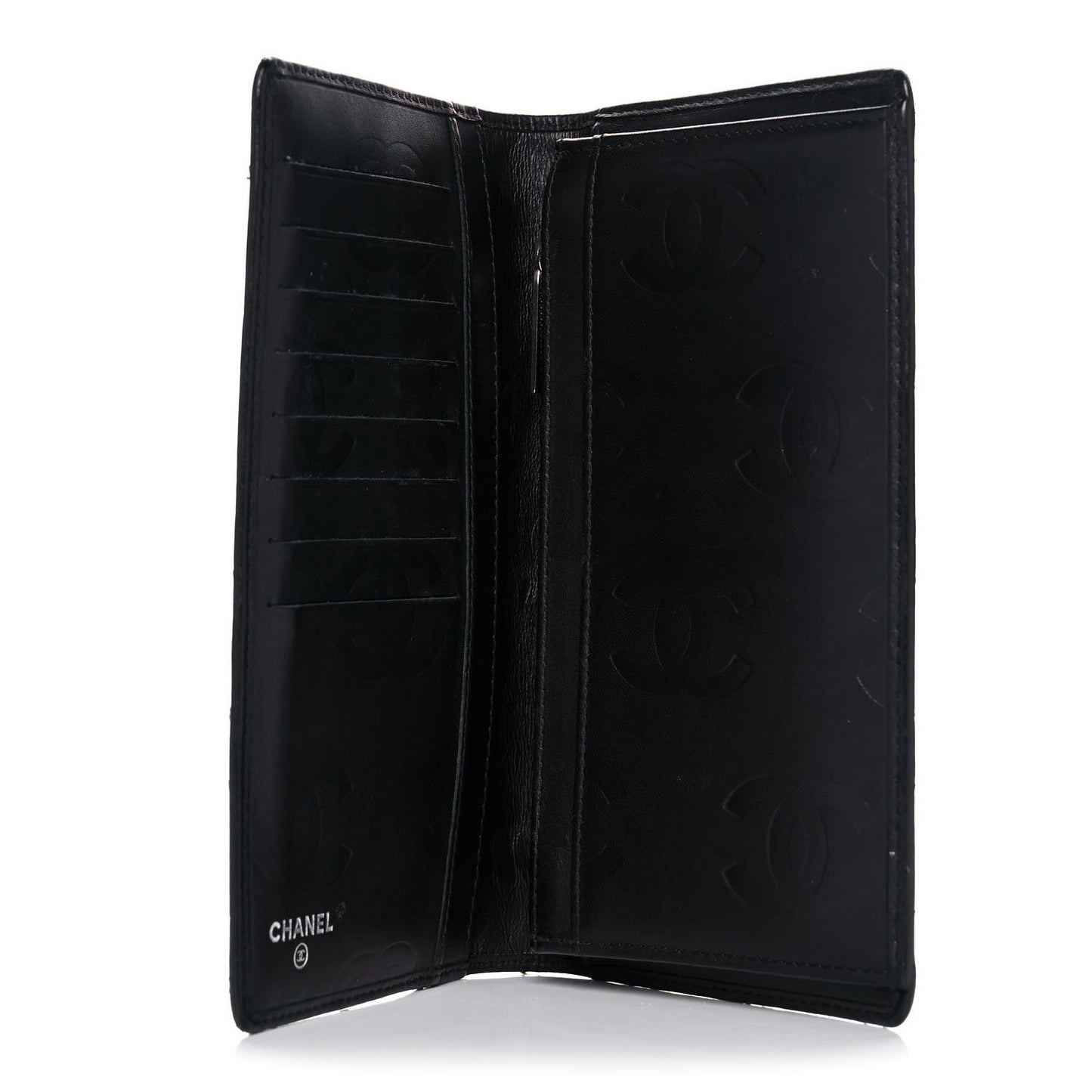 Calfskin Quilted Cambon Yen Wallet Black