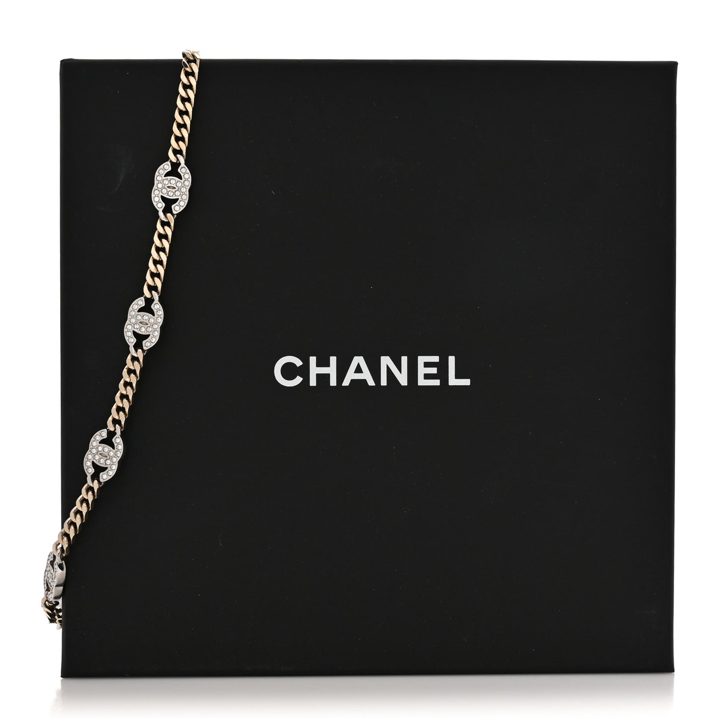 Crystal Chain CC Link Choker Gold Silver