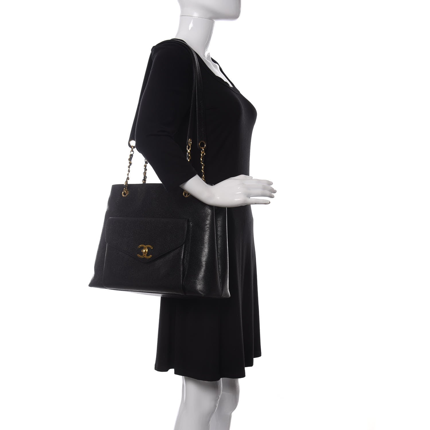 Chanel Caviar Flap Shoulder Bag Black 2 of 17