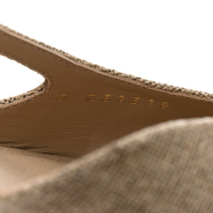 Chanel Fabric Grosgrain Cap Toe CC Slingback Flats 37.5 Light Beige Black 6 of 9