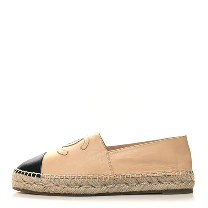 Chanel Lambskin CC Espadrilles 40 Beige Black 1 of 11