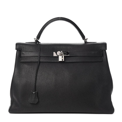 Hermes Taurillon Clemence Retourne Kelly 40 Black 1 of 34