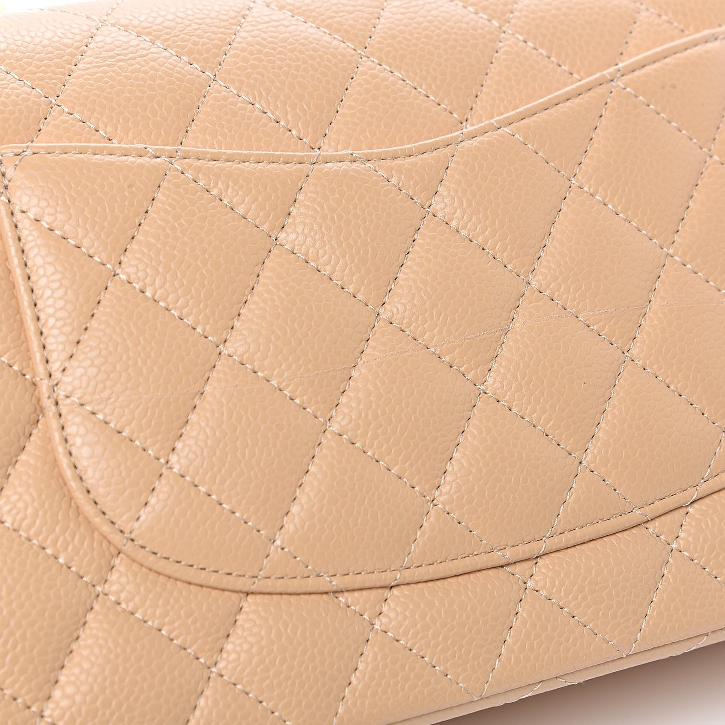 Caviar Quilted Medium Double Flap Beige Clair