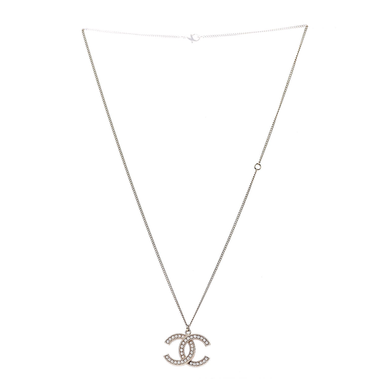 Chanel Pearl CC Pendant Necklace Gold 3 of 5