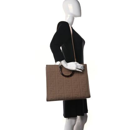 Fendi Technical Fabric Plexiglass FF Medium Fendi Sunshine Shopper Tote Sand 2 of 12