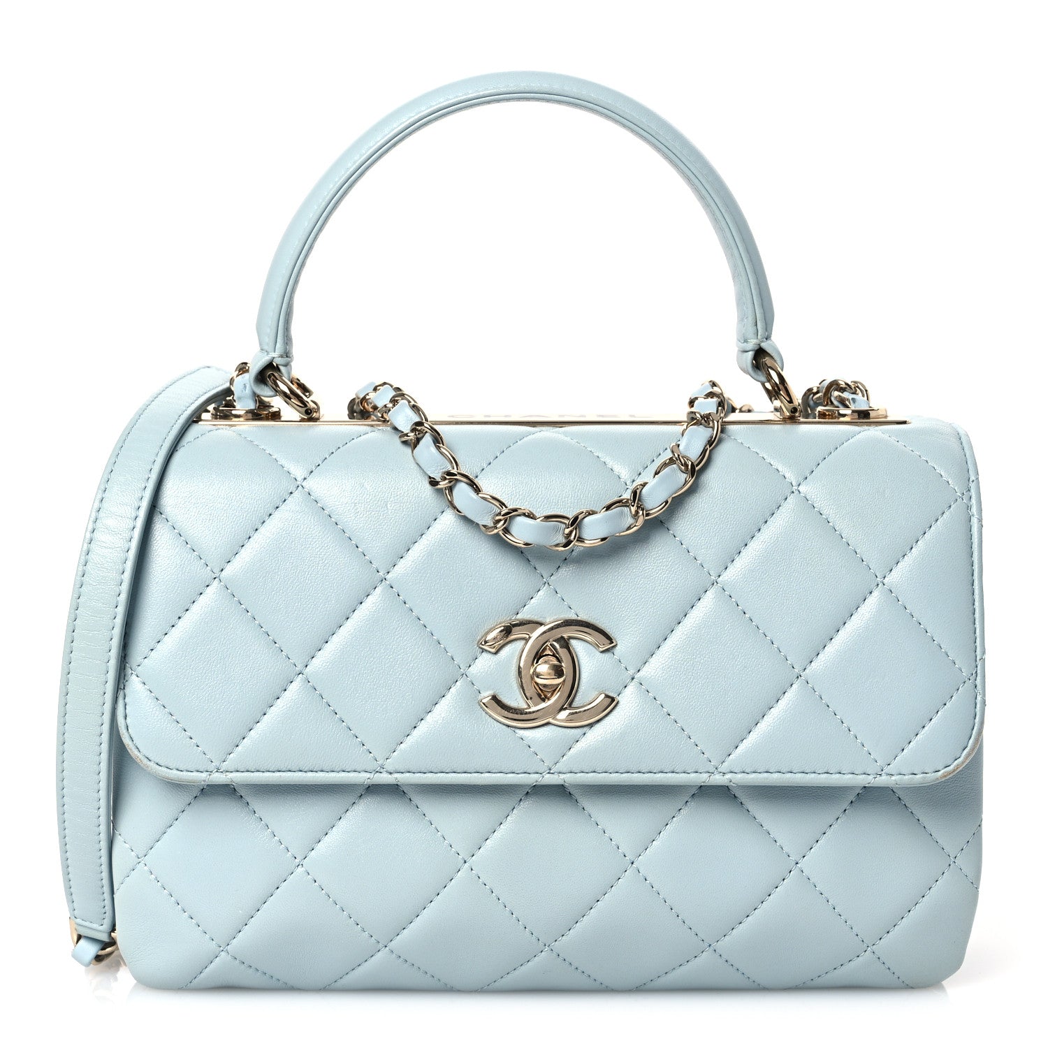 Chanel Lambskin Quilted Small Trendy CC Flap Dual Handle Bag Light Blue 1 of 19