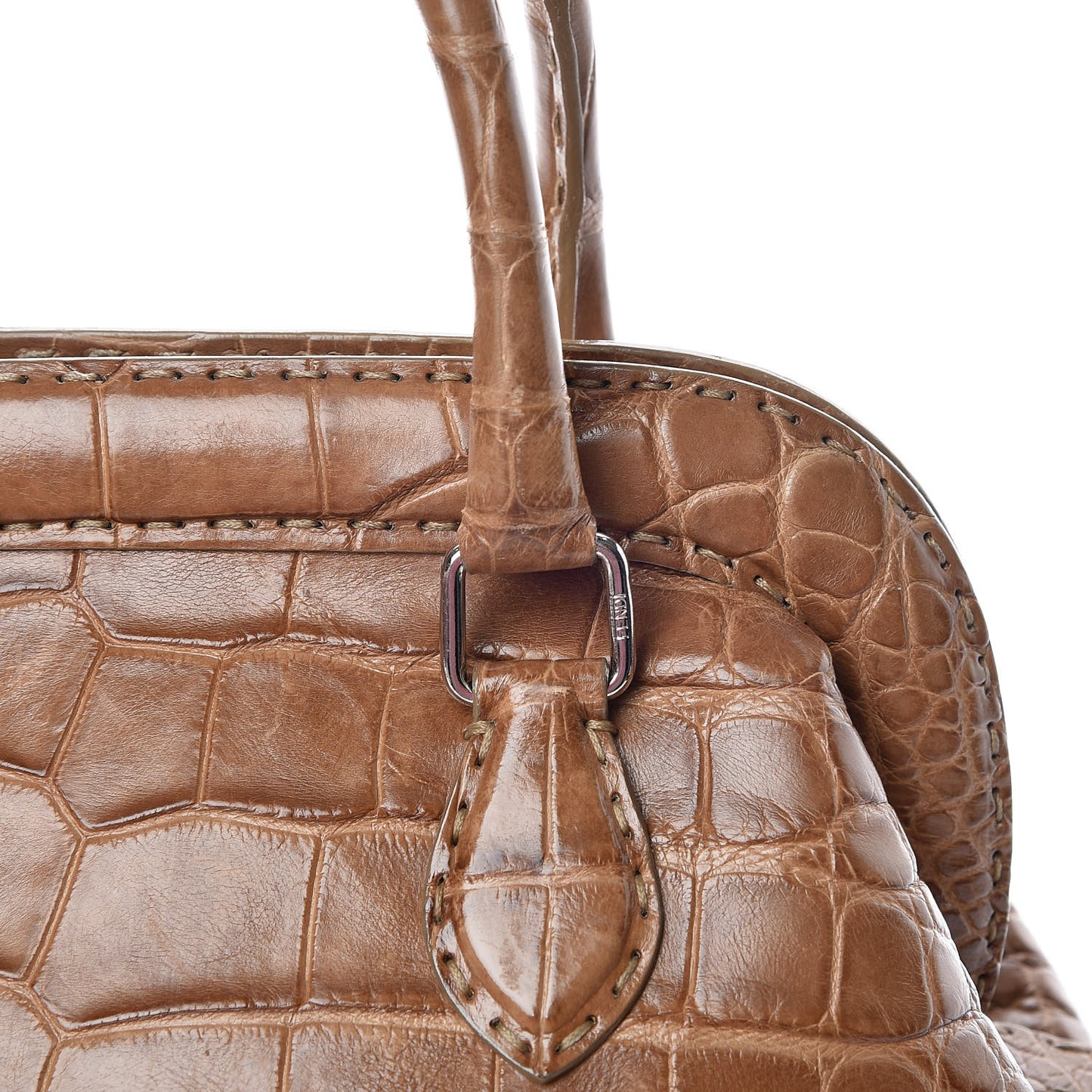 Crocodile Calfskin Romano Selleria Adele 1328 Bag Brown